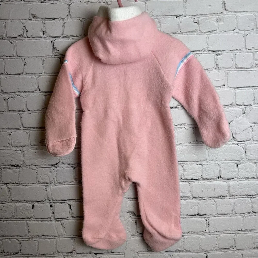 Vintage‎ Carter's Baby Girl Fleece Snowsuit Coverall Pink Small Up To 20 lb